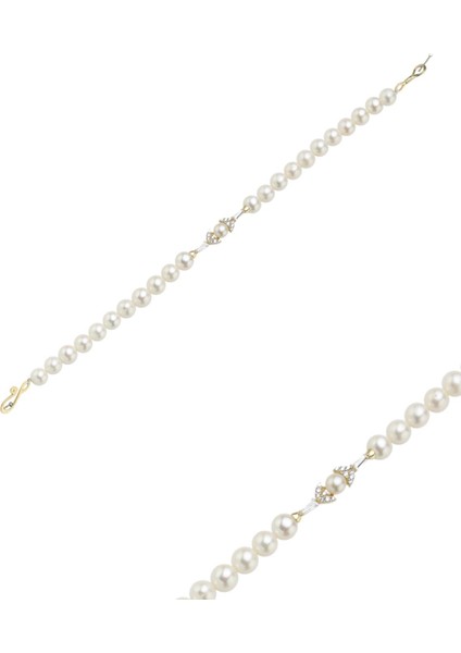 14 Ayar Altın 7 mm Yaprak Modeli Doğal Inci Bileklik