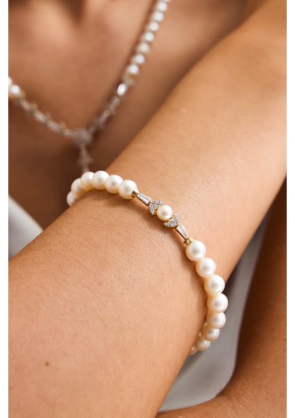 14 Ayar Altın 7 mm Yaprak Modeli Doğal Inci Bileklik fiyatları