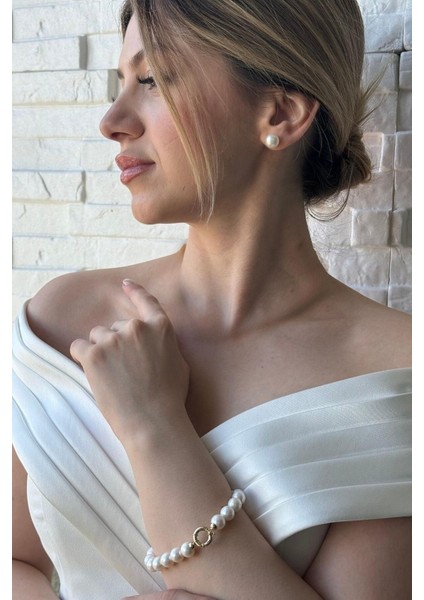 14 Ayar Altın 9 mm Denizci Kilit Doğal Inci Bileklik fiyatları