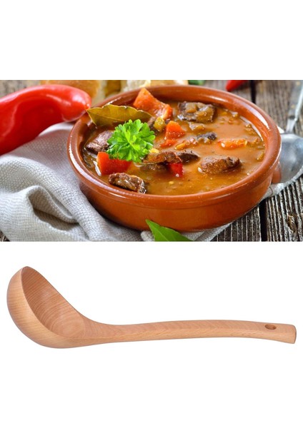 30 cm Ahşap Kepçe Derin Çorba Kaşığı Ahşap Tahta Yemek Kepçesi Asma Delikli Kepçe indirimleri