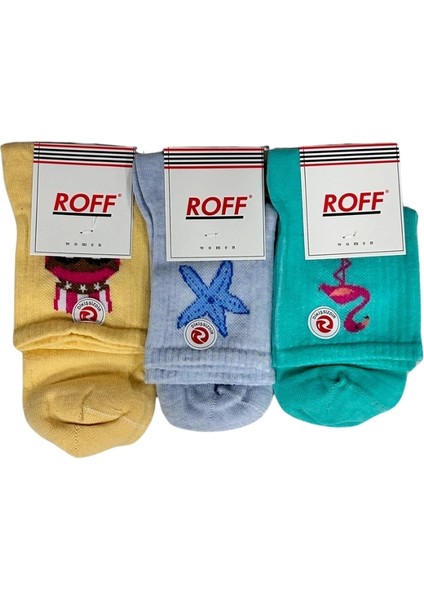 Roff Konçlu Dikişsiz Figürlü Kolej Çorap 3 Adet