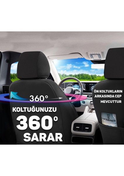Fa Serisi - Her Araca Uyumlu Oto Koltuk Kılıfı / Tay Tüyü - Siyah fırsatları