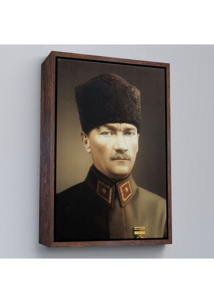 Çerçeveli Atatürk Portre Tablosu Mustafa Kemal Atatürk Dikdörtgen Dekoratif Kanvas Tablo-61