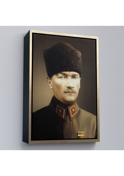 Çerçeveli Atatürk Portre Tablosu Mustafa Kemal Atatürk Dikdörtgen Dekoratif Kanvas Tablo-61