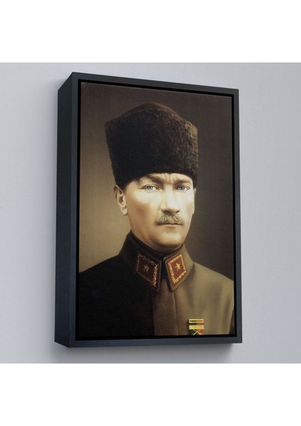 Çerçeveli Atatürk Portre Tablosu Mustafa Kemal Atatürk Dikdörtgen Dekoratif Kanvas Tablo-61