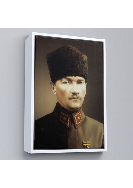 Çerçeveli Atatürk Portre Tablosu Mustafa Kemal Atatürk Dikdörtgen Dekoratif Kanvas Tablo-61