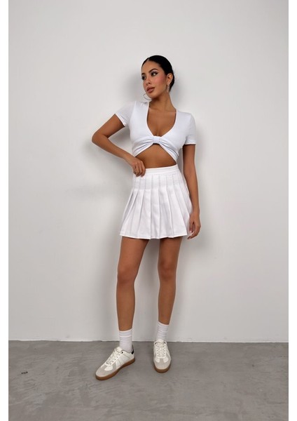 Büzgü Detay Crop Bluz