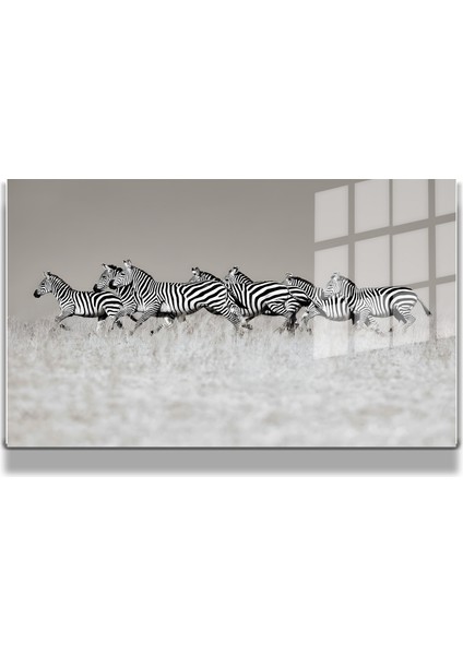 Eğlenceli Hayvanlar, Yapay Zeka Destekli, 3D Dekoratif Baskı Yatay Cam Tablo 577