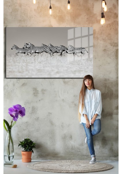 Eğlenceli Hayvanlar, Yapay Zeka Destekli, 3D Dekoratif Baskı Yatay Cam Tablo 577 fırsatları