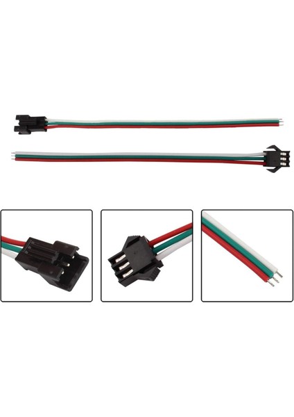 10 Adet Jst Sm 3 Pin Konektör LED Güç Erkek Dişi Sm Bağlantı Kablo Adaptör WS2812B WS2812 WS2811 LED Işık Şeridi fırsatları