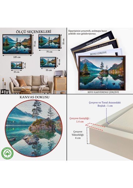 Çerçeveli Hintersee Gölü Almanya Dekoratif Kanvas Duvar TABLOSU-3563
