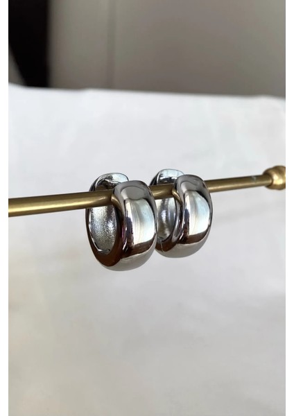 Silver Kaplama Tombik Halka Küpe