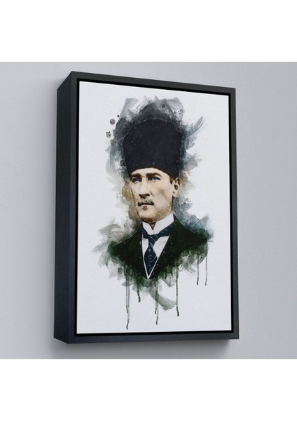 Çerçeveli Mustafa Kemal Atatürk'ün Suluboya Görünümlü Portresi Dekoratif Kanvas Tablo-78 modelleri