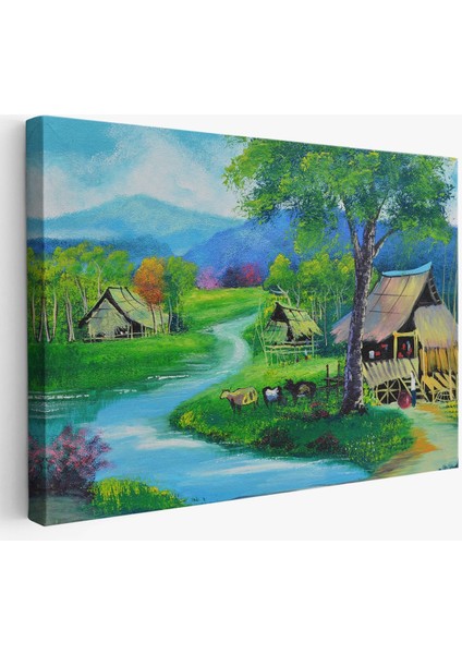Tayland Taşra Köy Manzarası Duvar TABLOSU-3478