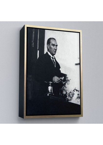 Çerçeveli Atatürk Portre Tablosu Mustafa Kemal Atatürk Dikdörtgen Dekoratif Kanvas TABLO-148