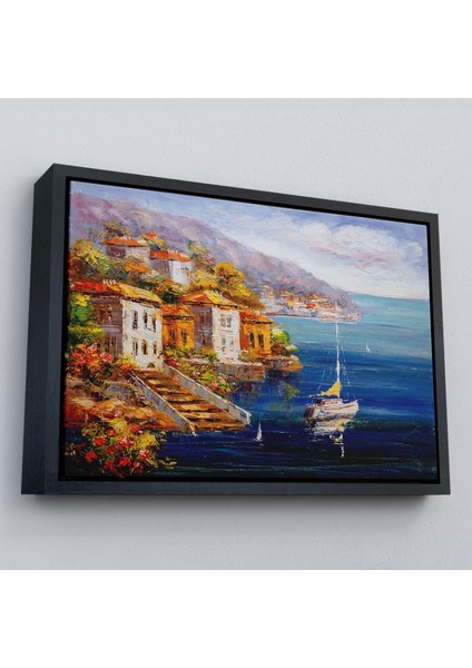 Çerçeveli Yunanistan Harbor View Manzaralı Yağlıboya Görünüm Dekoratif Kanvas Duvar TABLOSU-3532 fırsatları
