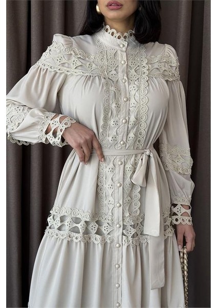 Dipmoda Kadın Uzun Dantel Detaylı Tasarım Elbise DPMS42110 fiyatları