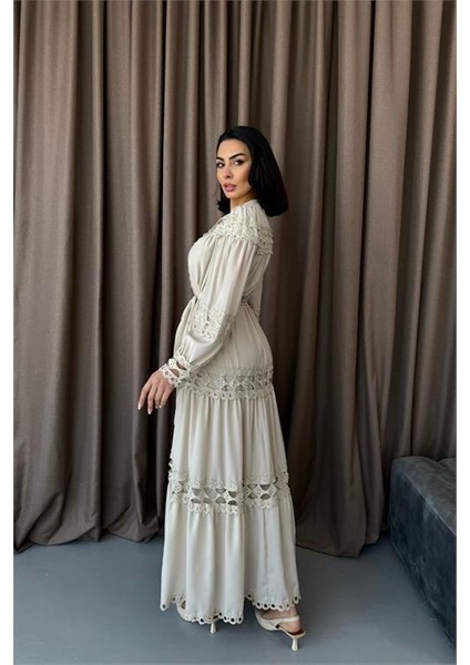 Dipmoda Kadın Uzun Dantel Detaylı Tasarım Elbise DPMS42110 fırsatları