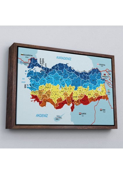 Çerçeveli Türkiye Haritası Kanvas Tablo Il ve Ilçeli Ayrıntılı Eğitici Komşulu TABLO-2998 fiyatları