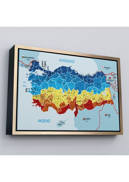 Çerçeveli Türkiye Haritası Kanvas Tablo Il ve Ilçeli Ayrıntılı Eğitici Komşulu TABLO-2998 modelleri