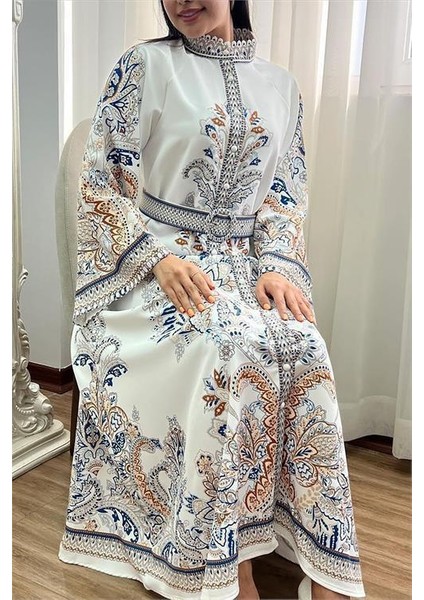 Dipmoda Kadın Kemerli Midi Boy Tasarım Elbise DPMS2393 modelleri