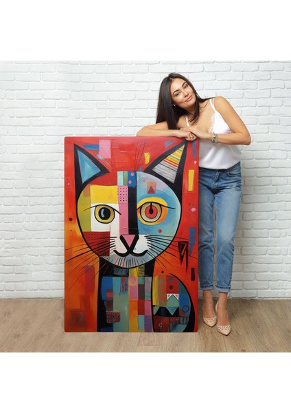 Pablo Picasso Tarzı - Soyut Renkli Kedi TABLO-7372