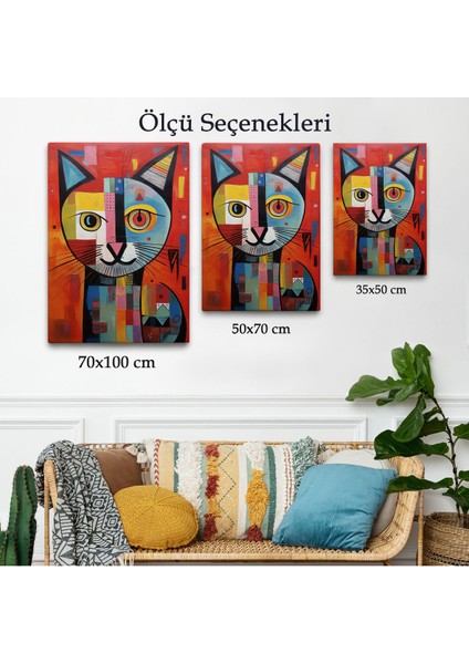 Pablo Picasso Tarzı - Soyut Renkli Kedi TABLO-7372