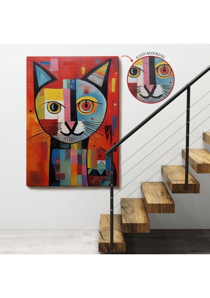 Pablo Picasso Tarzı - Soyut Renkli Kedi TABLO-7372