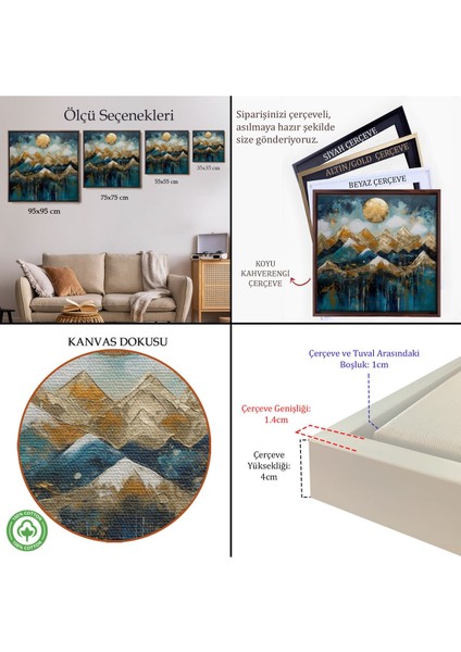 Çerçeveli Dağların Üstündeki Güneş Manzara TABLO-8354 indirimleri