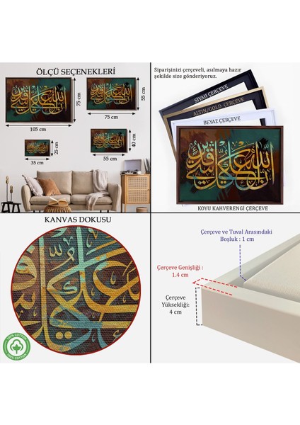 Çerçeveli Allahın Herseye Gücü Yeter, Yazılı Dekoratif Kanvas TABLO-3342