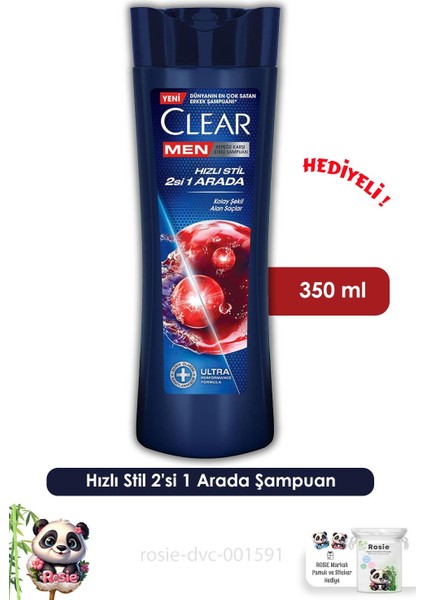 Men Hızlı Stil 2'si 1 Arada Şampuan 350 ml ve Rosıe