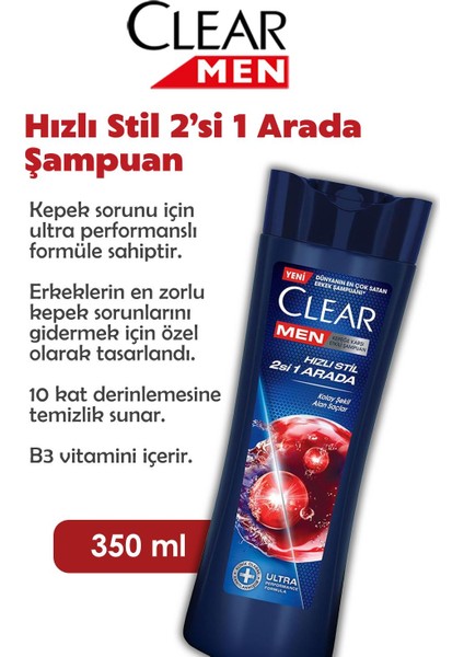 Men Hızlı Stil 2'si 1 Arada Şampuan 350 ml ve Rosıe fiyatları