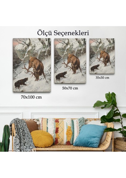 Carl Friedrich Deiker - Kraliyet Geyiğini Yakalayan Tazı Tablo - Hound Catching A Royal STAG-7331 modelleri