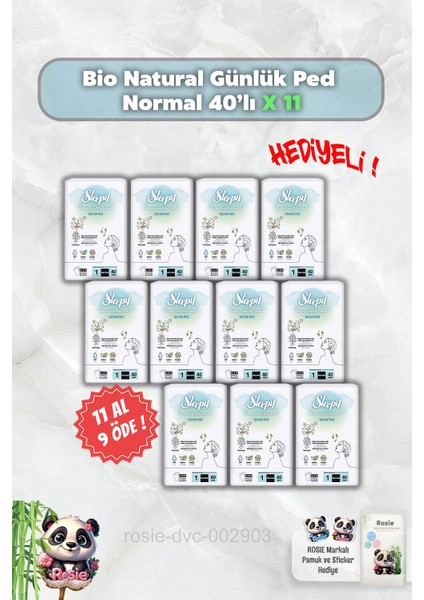 40'lı Sleepy Bio Natural Günlük Ped Normal Rosie