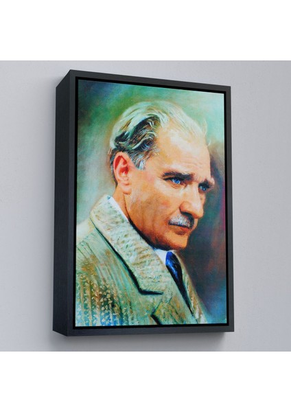 Çerçeveli Atatürk Portre Tablosu Mustafa Kemal Atatürk Dikdörtgen Dekoratif Kanvas Tablo-62