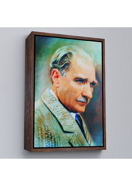 Çerçeveli Atatürk Portre Tablosu Mustafa Kemal Atatürk Dikdörtgen Dekoratif Kanvas Tablo-62