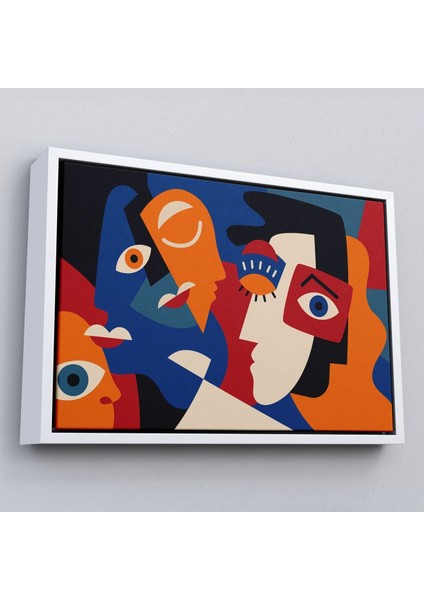 Çerçeveli Picasso Tarzı Soyut Insan Yüzleri Kanvas Duvar TABLOSU-1195