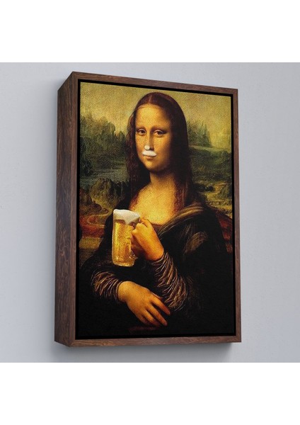 Çerçeveli Bira Içme Mona Lisa Kanvas Tablo, Olağandışı Mona Lisa Kanvas TABLO-5219 fiyatları