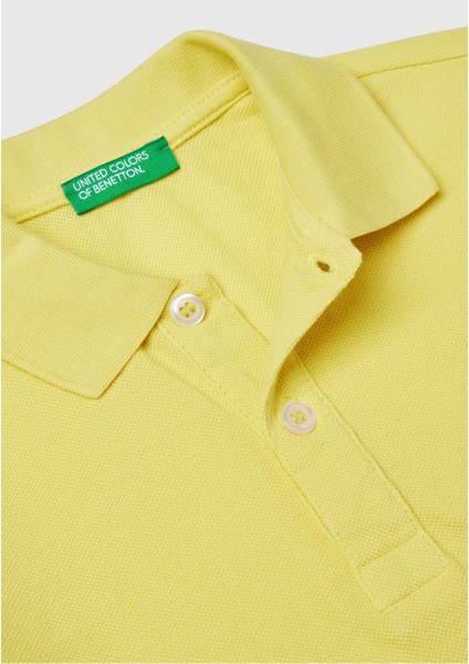 Erkek Çocuk Sarı Logolu Pike Polo T-Shirt modelleri