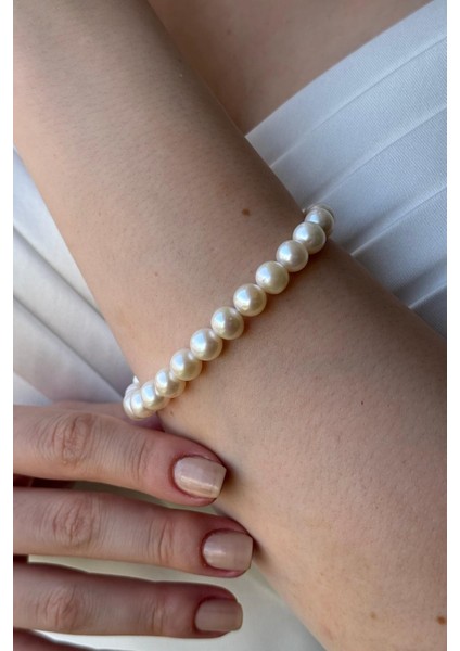 14 Ayar Altın 8 mm Sıralı Doğal İnci Bileklik fiyatları