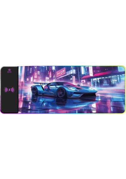 Rgb Kablosuz Şarj Işık Yayan Mouse Pad Sevimli Karikatür Anime Oyun Atmosferi Dizüstü Ofis Klavye Mat (Yurt Dışından)