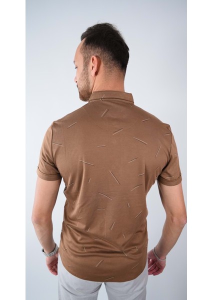 Erkek Desenli Kahve Kısa Kol Gömlek fiyatları