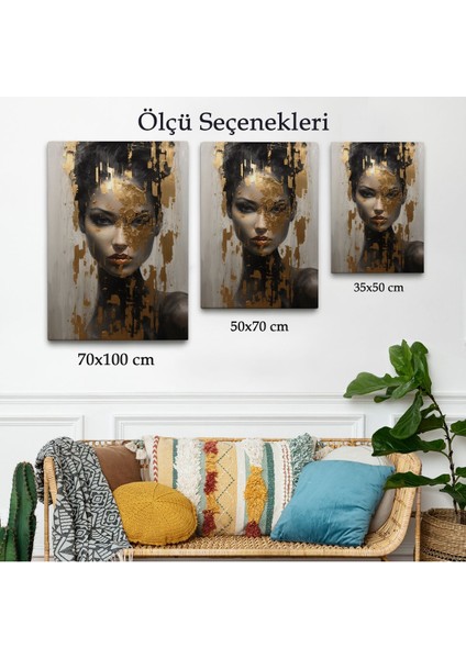 Altın Detaylı Güzel Kadın TABLOSU-7625