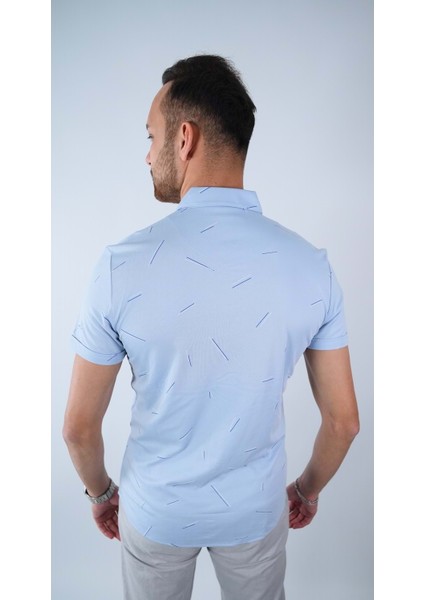 Erkek Desenli Buz Mavi Kısa Kol Gömlek fiyatları