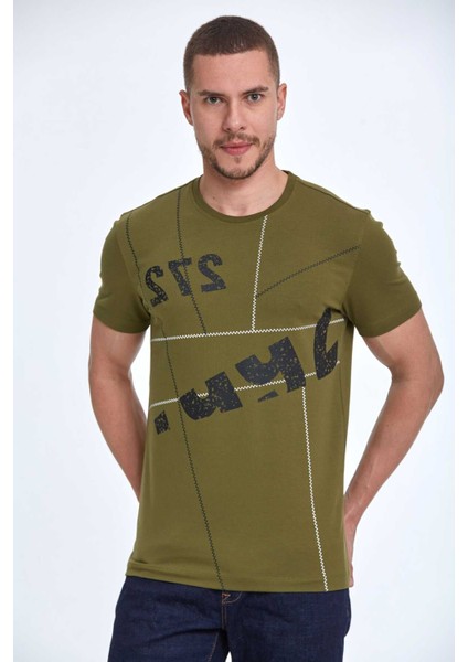 Vicente Baskılı Erkek Tişört Haki