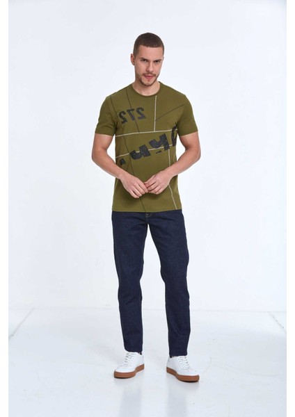 Vicente Baskılı Erkek Tişört Haki modelleri