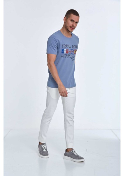 Lotus Baskılı Erkek Tişört Gri fırsatları