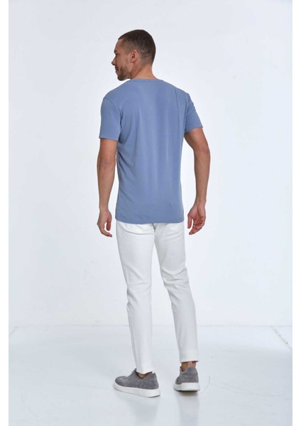 Lotus Baskılı Erkek Tişört Gri indirimleri