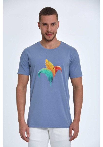 Theo Baskılı Erkek Tişört Gri