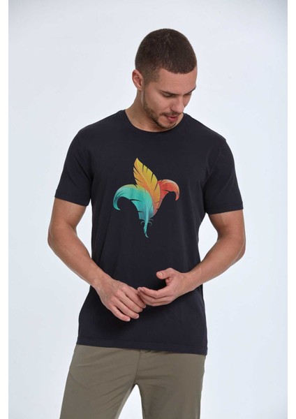 Theo Baskılı Erkek Tişört Siyah